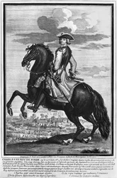 König Karl XII. (1682-1718) von Schweden, zu Pferd, 1702